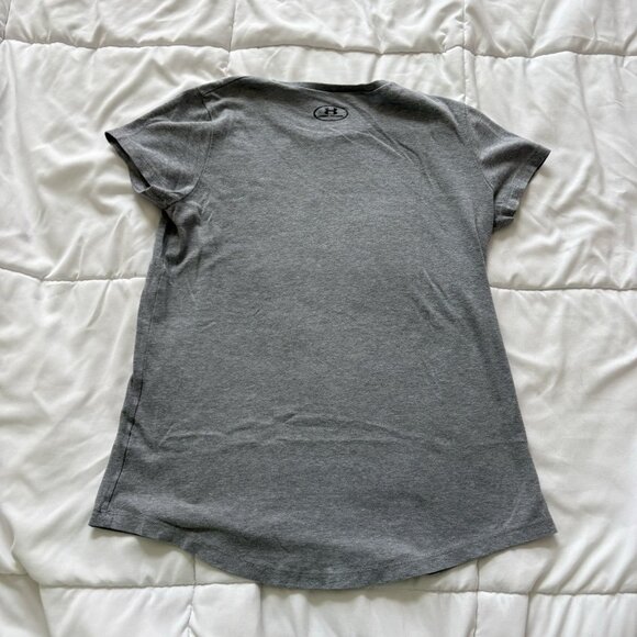 Under Armour Youth Girls Large Gray T Shirt Tee Heatgear Loose Activewear - Picture 6 of 7